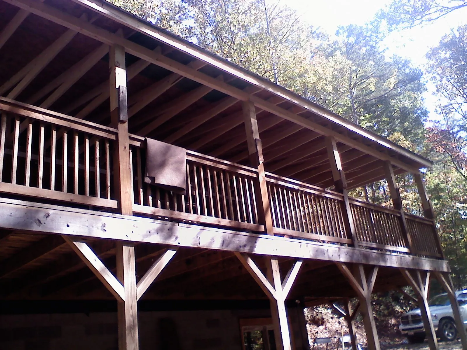 Timber framing under a new elevated porch and deck — Roof Leak Repair in Lancaster by Roofing Brothers